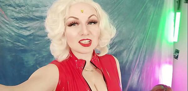 PVC play sexy girl teasing in vinyl shiny tight clothes